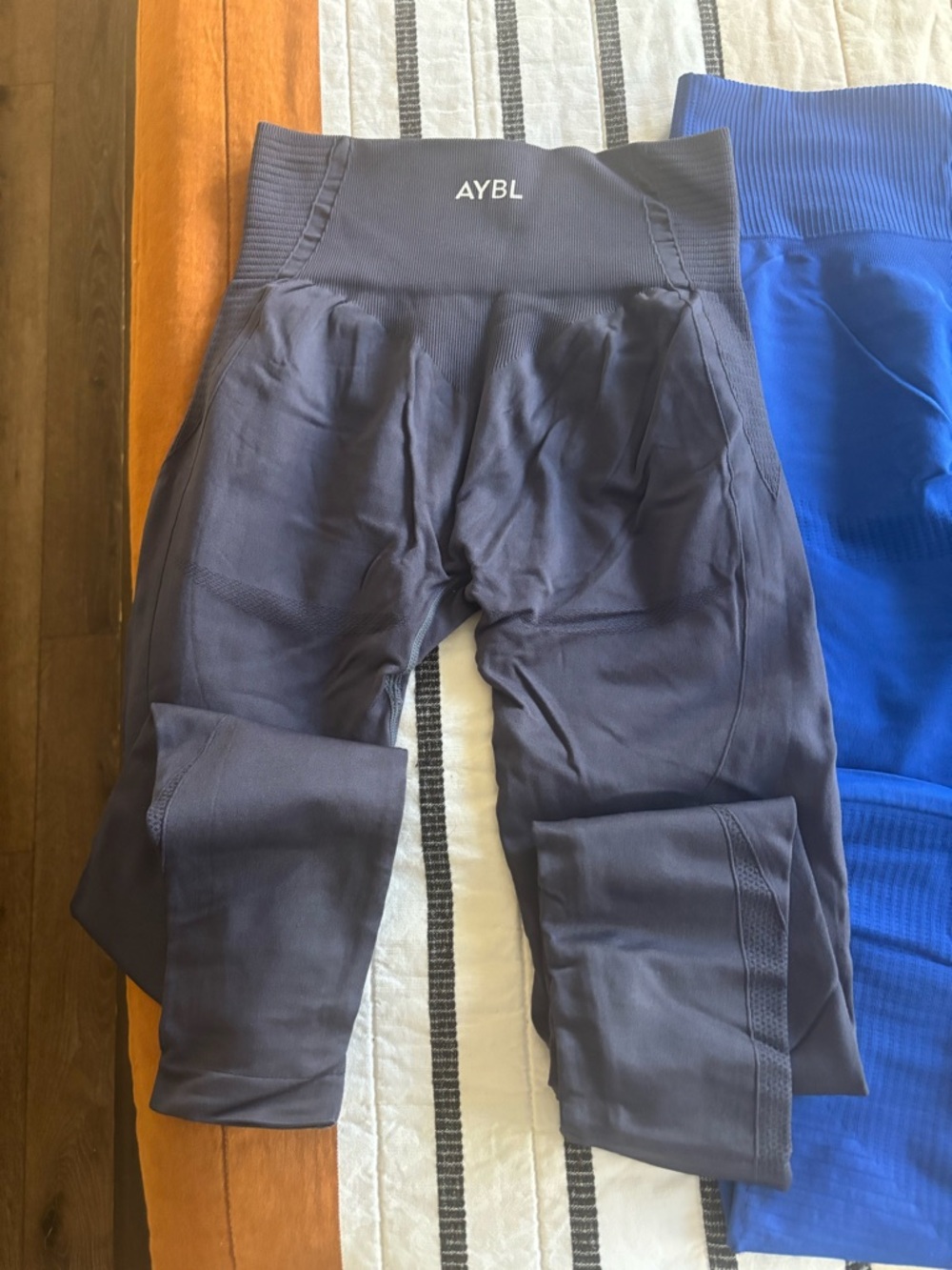 AYBL High-Rise Leggings in Charcoal and Royal Blue Panel